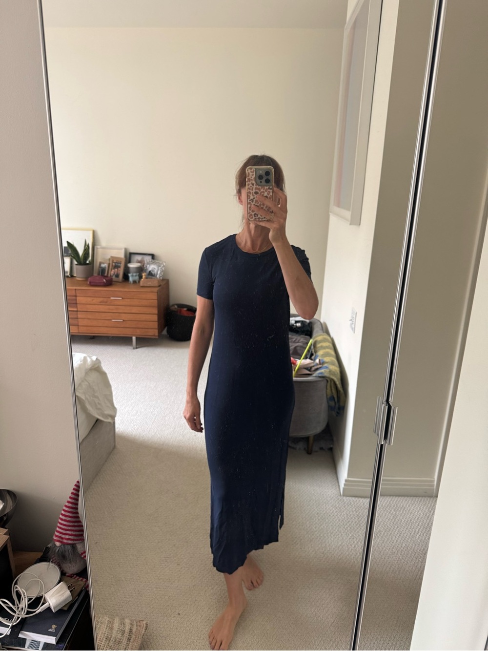 Michael Kors Navy Short-Sleeve Maxi Dress